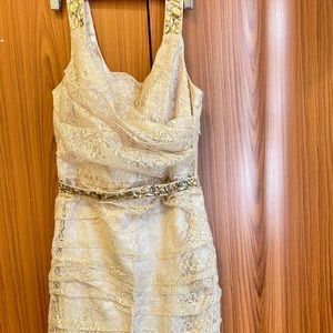 Gold lace mix dress- express brand, small